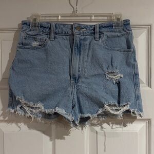 Hollister Light Blue Distressed Denim Jean Shorts